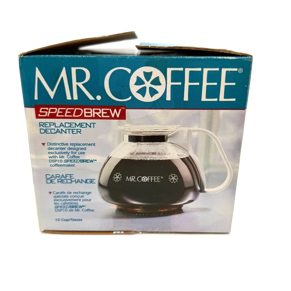 Mr. Coffee Speedbrew Replacement Decanter 10 Cup Clear White 1998